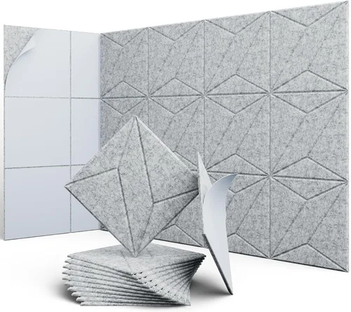 Vista 31 de Paneles acústicos hexagonales, paquete de 12 paneles de absorción de sonido de alta densidad de 12 x 10 x 0.4 pulgadas para mejorar la reducción