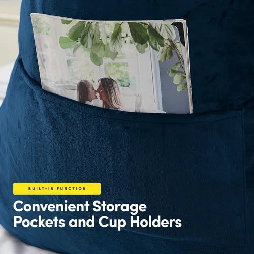 Vista 4 de Sweet Home Collection Almohada de lectura extra grande máxima comodidad y apoyo para reposo en cama con portavasos