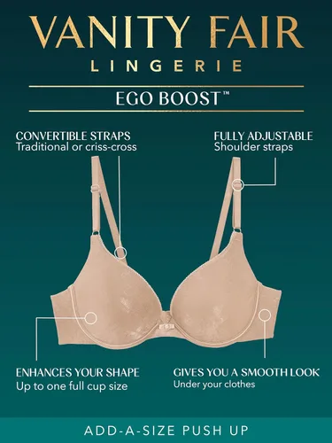 Vista 5 de Vanity Fair Women's Ego Boost Push Up Bra, Adds Up to One Full Cup Size, Underwire Push Up Bras for Women