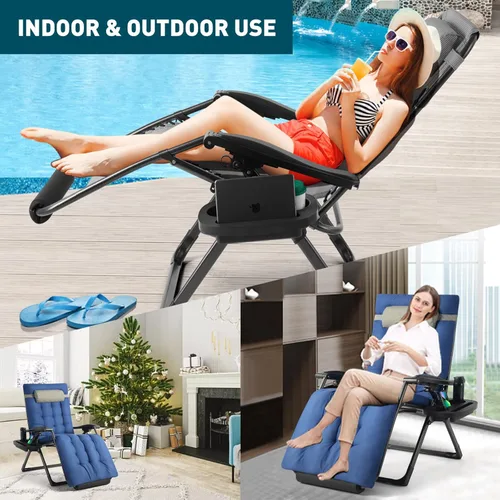 Vista 7 de ARTIST HAND - Silla Zero Gravity, sillas anti-gravedad extra grande XL para exteriores, tumbona de césped, sillón reclinable plegable ajustable