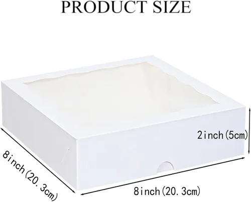 Vista 7 de RomanticBaking 15 cajas de panadería de 8 x 8 x 2 pulgadas con ventana, cajas de galletas cubiertas de chocolate, caja de fresas para panadería