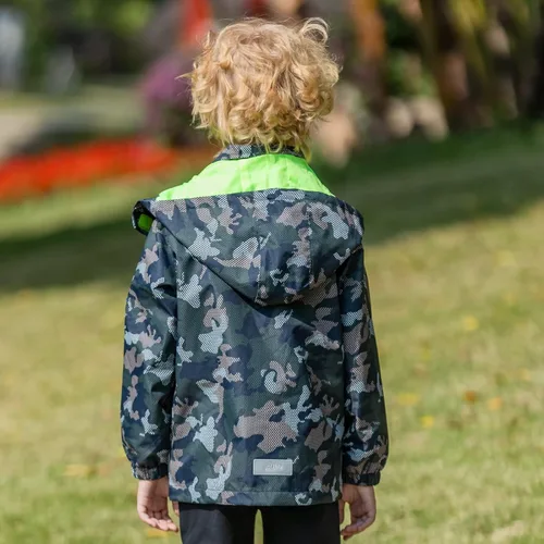 Vista 3 de Chaqueta impermeable con capucha para niños y niñas, chubasqueros para exteriores, rompevientos y dinosaurios, chaqueta de lluvia