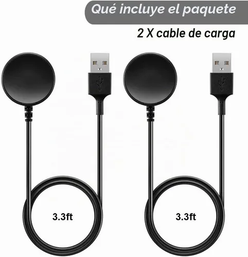 Vista 5 de Cargador para Samsung Galaxy Watch 3/4/5/6/7 Cable de carga de repuesto para reloj inteligente [2 unidades, 3.3 pies]