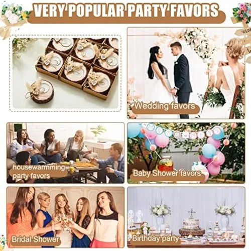 Vista 6 de 12 piezas de velas de boda para invitados – Portavelas conmemorativo de madera para despedida de soltera, recuerdos rústicos, regalos de invitados