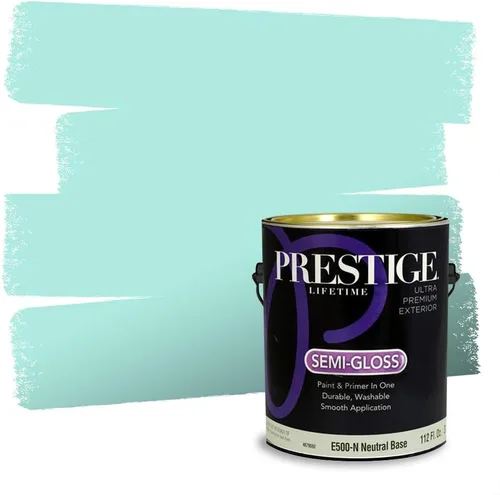 Vista 94 de Prestige Paints - Pintura exterior e imprimación en uno, 1 galón, plano, compatibilidad comparable con el color menta «Whipped Mint» de Behr