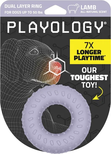 Vista 14 de Playology Juguetes para Perros Anillo de Doble Capa Juguete de Masticar Duradero para Masticadores Agresivos Pequeño Juguete Perfumado