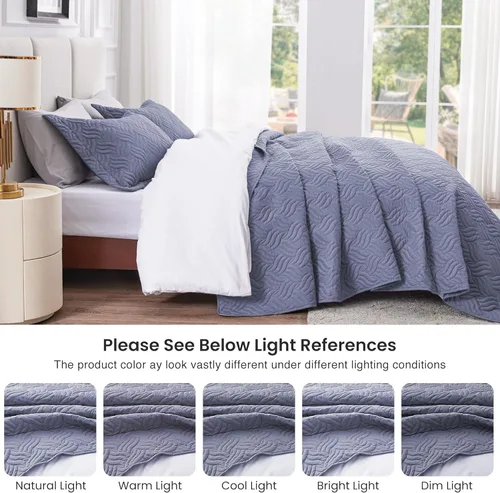Vista 182 de Edredón de cama tamaño queen Love's cabin, color azul, para cama de verano, de microfibra ligera, estilo moderno, para todas las estaciones, 3