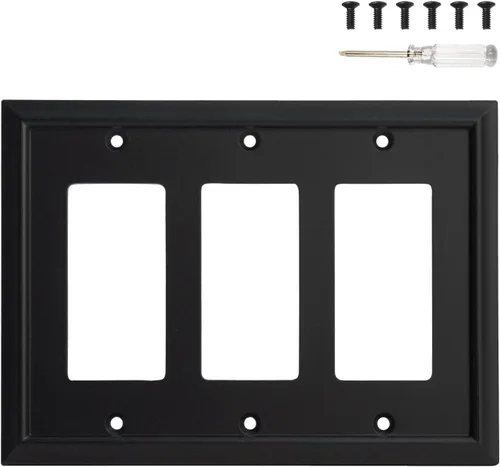 Vista 11 de Placa de pared, cubiertas de toma de corriente dúplex, cubierta de interruptor de luz negro mate - Placa de cubierta de toma de corriente eléctrica