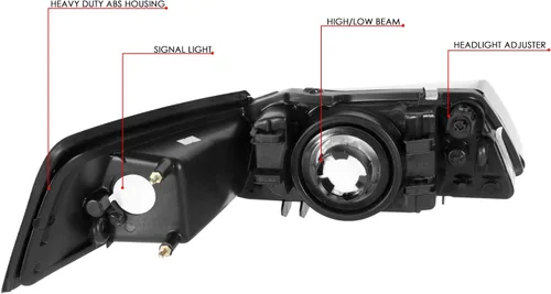 Vista 6 de DNA MOTORING HL-OH-FM99-BK-AM - Repuesto de faros delanteros color ámbar negro compatible con Mustang 99-04