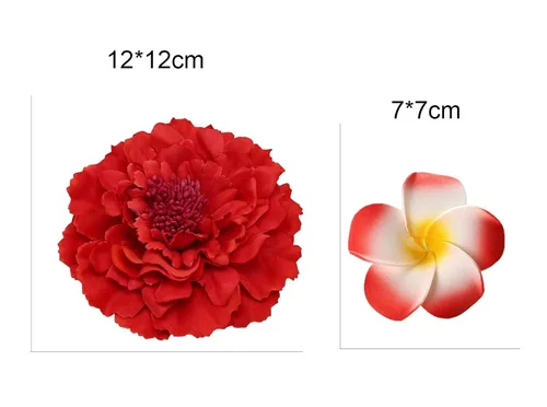 Vista 2 de Kewl Fashion Broche de flores de peonía bohemio para mujer, pinza para el cabello (# Rojo) Gratis