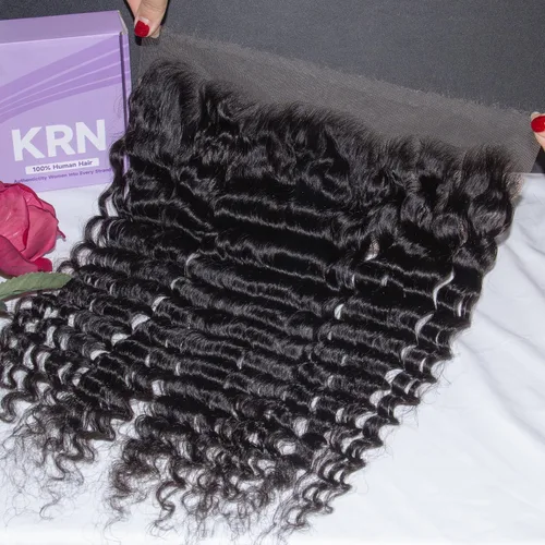 Vista 40 de KRN 5x5 HD Cierre de encaje, 0.1mm Ultra-delgado Invisible Cierre de encaje HD Pequeño Nudo Único Pre-arrancado con Cabello de Bebé 12A Grado