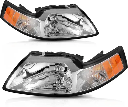 Vista 63 de oEdRo Conjunto de faros delanteros compatible con faros delanteros Accord 2003-2007, faro con carcasa cromada, reflectores ámbar, luces delanteras