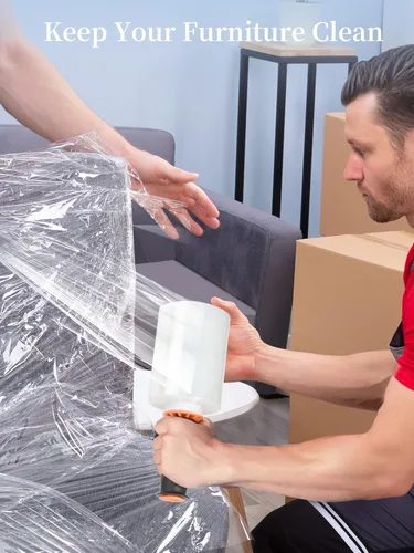 Vista 5 de JARLINK Paquete de 4 envolturas elásticas, envoltura retráctil de 5 pulgadas para envoltura de paletas, rollo de plástico para envoltura móvil