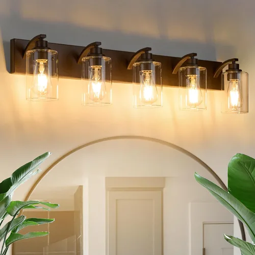 Vista 15 de 2 Luces de Baño Modernas ORB para Iluminación de Baño, Luces de Tocador para Iluminación de Baño Sobre Espejo con Soporte de Vidrio Transparente