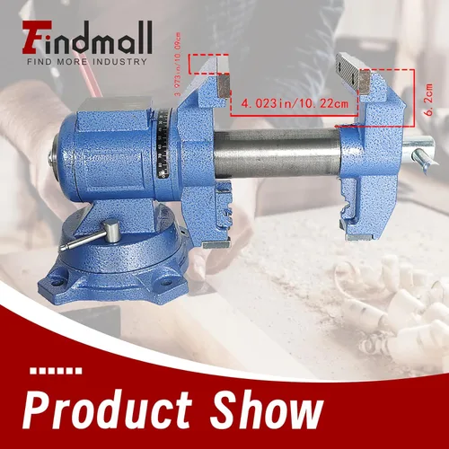 Vista 3 de findmall Tornillo multimordaza multiusos resistente con base giratoria y cabezal para sujetar equipos de fijación, rotación de 360 grados, uso