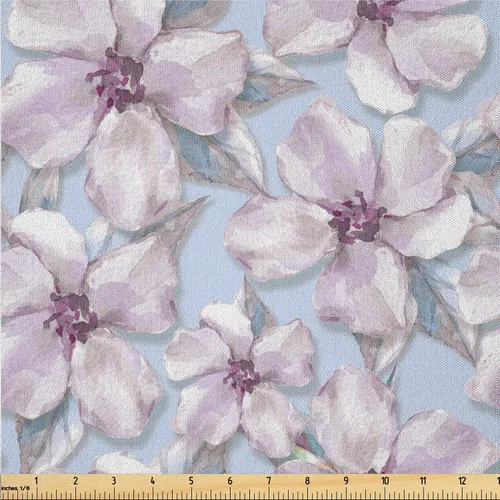 Vista 27 de Ambesonne Ivy Leaves Fabric by The Yard, Contemporary Design of Fantasy Themed Dreamy Leafy Pattern on Dark Back, Microfiber Fabric for Arts and