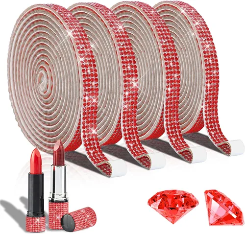 Vista 7 de 4 rollos de cinta autoadhesiva con diamantes de imitación y cristal Bling con tiras adhesivas de 2 mm para manualidades, bodas, cumpleaños, fiestas