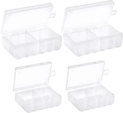 Vista 2 de GlossyEnd Juego de 4 cajas de almacenamiento de baterías AA y dos AAA, estuche de almacenamiento de batería, soporte de batería transparente