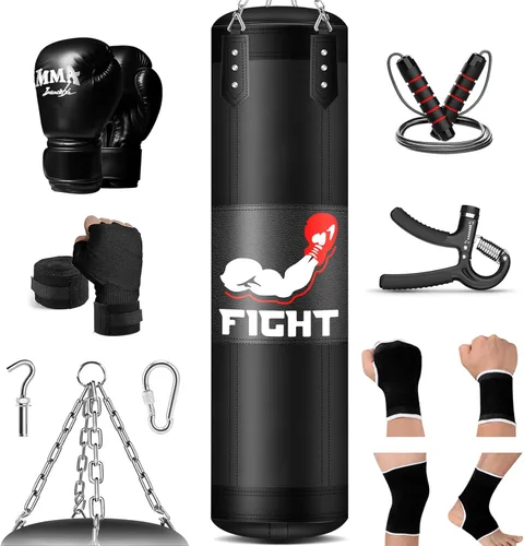 Punching Bag Set for Adults, 4FT Heavy Boxing Bag Set with 12 OZ Boxing Gloves, Suitable for MMA Karate Kickboxing Boxing Muay Thai Training at Home