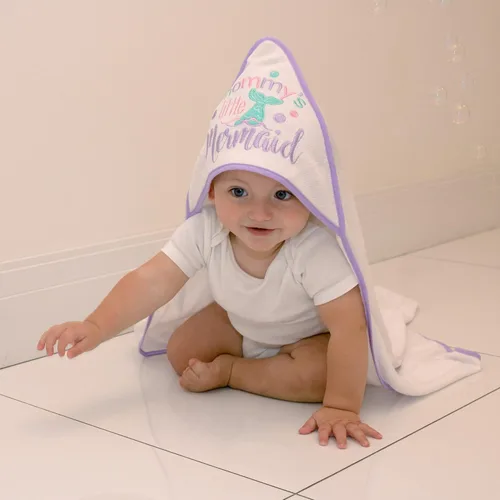 Vista 7 de Juego de toallas y paños con capucha para bebés, niños y niñas de 6 a 12 meses (sirena de mamá)