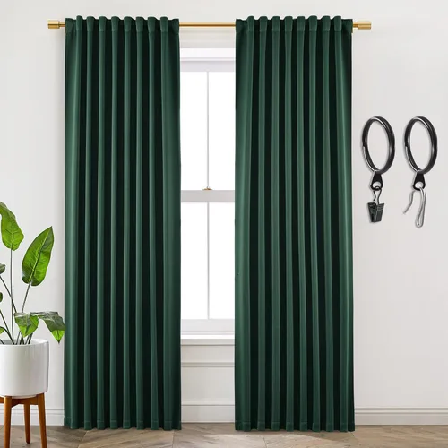 Vista 17 de SHINELAND Cortinas opacas de 102 pulgadas para sala de estar, cortinas opacas con pestaña trasera de 102 pulgadas de largo para dormitorio