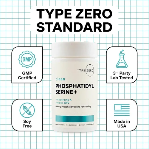 Vista 3 de Type Zero Fosfatidilserina 3X Strength Nootropics Suplemento de apoyo cerebral con Alpha GPC, huperzina A y fosfatidilserina - Suplemento de enfoque
