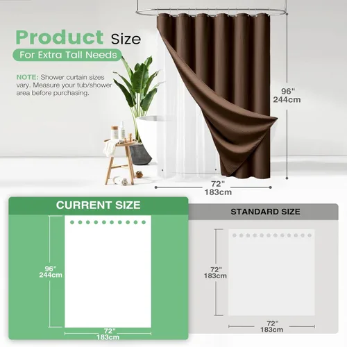 Vista 278 de Cortina de ducha de tela Dynamene verde oscuro - Cortinas de baño de tela de nido de abeja texturizadas resistentes, juego de cortinas de baño