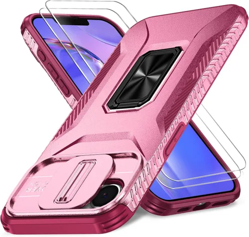 Vista 21 de Funda HakkTaoo para iPhone 13/iPhone 14 de 6.1 Pulgadas con Funda Deslizante para Cámara + Protector de Pantalla (2 Paquetes), Funda Protectora a