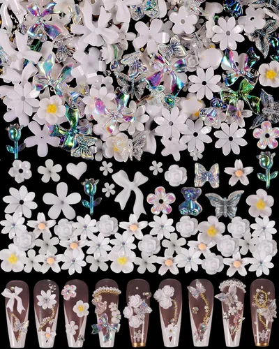 Vista 10 de 1 paquete de 250 dijes de uñas 3D lindos y dulces para uñas acrílicas, perfectos para decoración de uñas y accesorios de bricolaje, dijes de flor