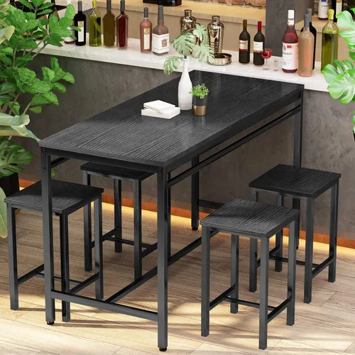 Vista 55 de DKLGG Juego de mesa de comedor para 4, mesa de cocina moderna y sillas para 4 tapas de madera y patas de metal ajustables, juego de mesa de comedor