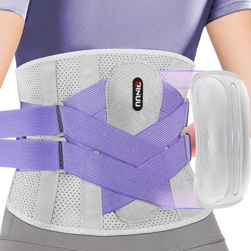 Vista 10 de Soporte de espalda para aliviar el dolor de espalda baja con sistema de polea, soporte lumbar potente 7 veces con almohadilla 3D, cinturón