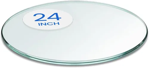 Vista 82 de Dulles Glass Mesa redonda de cristal de 26 pulgadas, templada, superficie de vidrio de 3/8 pulgadas de grosor, borde de lápiz seguro, multiusos