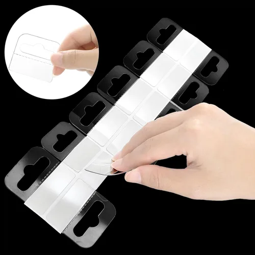 Vista 4 de Hiceeden 800 pestañas para colgar con agujeros de ranura transparente, etiquetas autoadhesivas de plástico de 1-8/10 pulgadas x 1-3/5 pulgadas