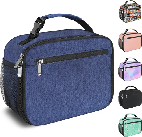 Vista 12 de Lonchera para niños y niñas, bolsa de almuerzo aislada y duradera, lonchera para niños con astronauta para la escuela