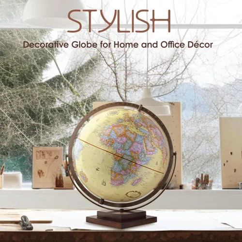 Vista 6 de Waypoint Geographic Revolution Globe - Globo de escritorio de 12 pulgadas de diámetro, movimiento giromático de giro completo, decorativo