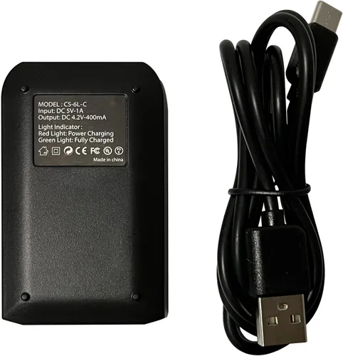 Vista 3 de Cargador de batería NP-6L, cargador de batería de cámara digital con CAS. batería de litio recargable NP-6L 3.7V 700mAh