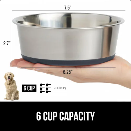 Vista 43 de GORILLA GRIP Juego de 2 cuencos para perros, con capacidad para 8 tazas (64 onzas líquidas), cuenco de metal resistente para alimentos y agua