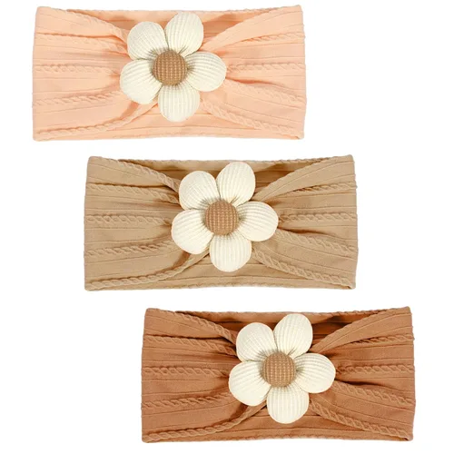 MIUXUESO 3 Piezas Diademas de Flores para Bebé Diademas de Nylon para Niñas Bebé Diademas Suaves Accesorios para el Cabello para Recién Nacidos