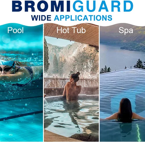 Vista 6 de BROMIGUARD Tabletas de bromo de 1 pulgada y 4 libras para spa y jacuzzi, tabletas de bromación de 1 pulgada, desinfectante químico para spa y bañera