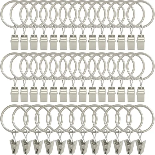 Vista 9 de LLPJS Paquete de 44 ganchos para anillos de cortina, clips para colgar cortinas y lazos, 1 pulgada de diámetro interior, se adapta a barras de hasta