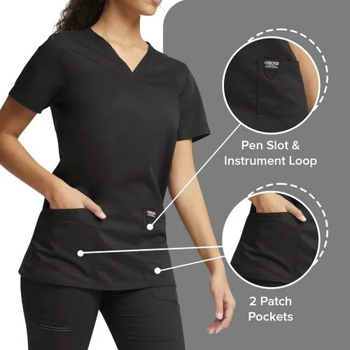 Vista 3 de Workwear Revolution Mujeres Scrubs Top V-cuello WW620