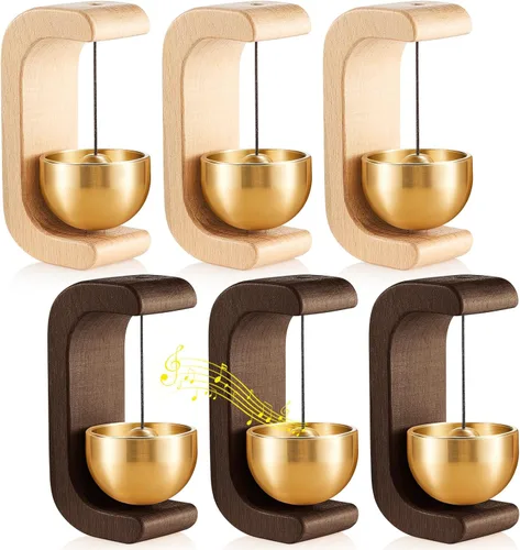 Vista 22 de Zonon Campana magnética de madera para decoración de timbre de viento para apertura de puerta, forma de C para regalo de inauguración de la casa