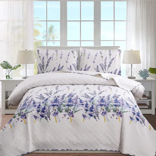 Juego de colcha de tamaño King, colcha floral King, juego de ropa de cama de verano, colcha ligera, colcha floral, colcha reversible, ropa de cama