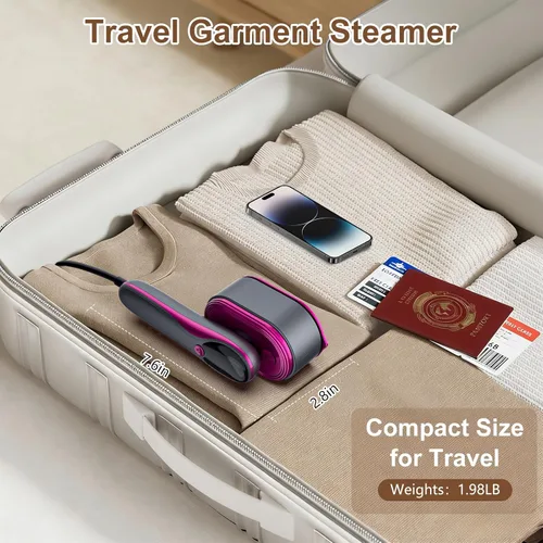 Vista 6 de KOKABI 2-in-1 Travel Steamer Iron for Clothes, 1200W Mini Handheld Garment Steamer, 4 Modes with LED Display, Powerful Wrinkle Remover for Home &