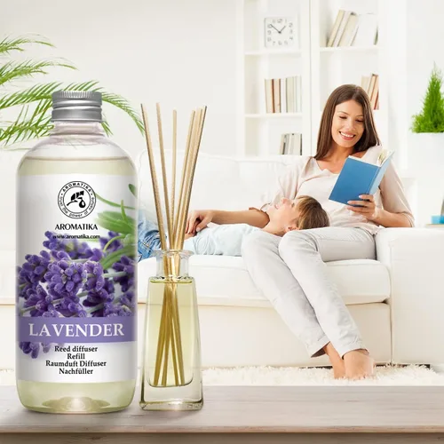 Vista 7 de Recambio difusor de varillas lavanda con aceite esencial de lavanda, 34 onzas líquidas, 2 x 16.9 fl oz, repuesto para difusor de varillas de aceite