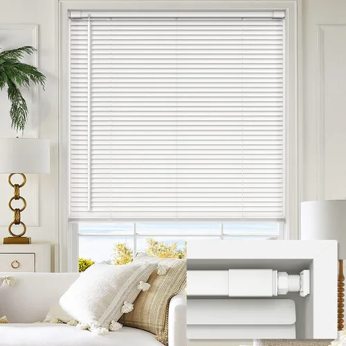 Vista 7 de LazBlinds sin herramientas sin taladro persianas mini de vinilo de 1 pulgada, persianas inalámbricas para ventanas, persianas y cortinas