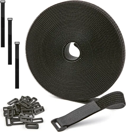 Vista 15 de Rollo de gancho y bucle de 100 pies x 1/2 pulgada, bridas de sujeción reutilizables, correas de cables multiusos para organizar el hogar, la oficina