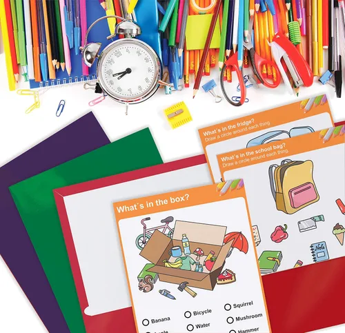 Better Office Products Carpetas de papel laminado brillante con 2 bolsillos, colores surtidos, tamaño carta, caja de 25 carpetas de colores surtidos