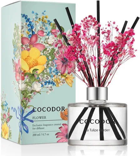 Vista 11 de COCODOR - Difusor con flores reales preservadas, aceite de perfume de rosa y varillas de junco, de 6,7 onzas (200 ml), decoración para el hogar