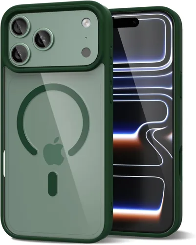 Vista 158 de oakxco Funda magnética transparente compatible con Magsafe, delgada, transparente, no amarillea, híbrida de silicona suave y cubierta protectora